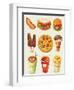 Cartoon Fast Food Icon-Aleksey Vl B.-Framed Art Print