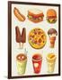 Cartoon Fast Food Icon-Aleksey Vl B.-Framed Art Print