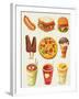 Cartoon Fast Food Icon-Aleksey Vl B.-Framed Art Print