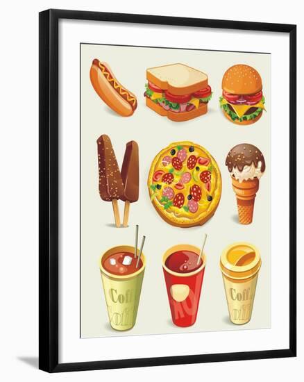 Cartoon Fast Food Icon-Aleksey Vl B.-Framed Art Print