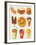 Cartoon Fast Food Icon-Aleksey Vl B.-Framed Art Print