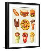 Cartoon Fast Food Icon-Aleksey Vl B.-Framed Art Print