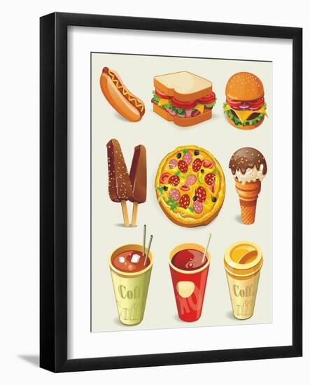 Cartoon Fast Food Icon-Aleksey Vl B.-Framed Art Print