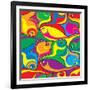 Cartoon Fish Seamless Pattern-Dario Sabljak-Framed Art Print