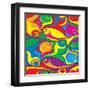 Cartoon Fish Seamless Pattern-Dario Sabljak-Framed Art Print