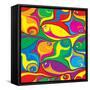 Cartoon Fish Seamless Pattern-Dario Sabljak-Framed Stretched Canvas