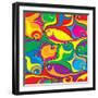 Cartoon Fish Seamless Pattern-Dario Sabljak-Framed Art Print