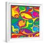 Cartoon Fish Seamless Pattern-Dario Sabljak-Framed Art Print