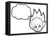 Cartoon Flaming Graffiti Style Skull-lineartestpilot-Framed Stretched Canvas