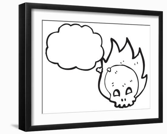 Cartoon Flaming Graffiti Style Skull-lineartestpilot-Framed Photographic Print