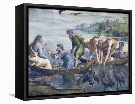 Cartoon for The Miraculous Draught of Fishes-Raphael-Framed Stretched Canvas