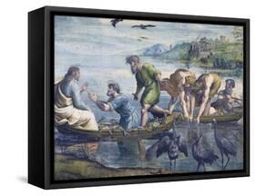 Cartoon for The Miraculous Draught of Fishes-Raphael-Framed Stretched Canvas