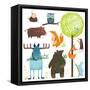 Cartoon Forest Animals Set. Brightly Colored Childish Animals. Vector Illustration Eps8.-Popmarleo-Framed Stretched Canvas