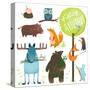 Cartoon Forest Animals Set. Brightly Colored Childish Animals. Vector Illustration Eps8.-Popmarleo-Stretched Canvas
