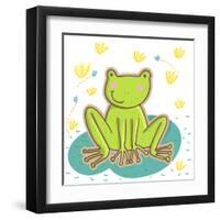 Cartoon Frog-smilewithjul-Framed Art Print