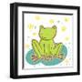 Cartoon Frog-smilewithjul-Framed Art Print