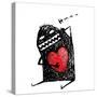 Cartoon Fun Amazing Character Scribble Love with Red Heart Inside. Cartoon Character with Red Heart-Popmarleo-Stretched Canvas