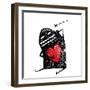 Cartoon Fun Amazing Character Scribble Love with Red Heart Inside. Cartoon Character with Red Heart-Popmarleo-Framed Art Print