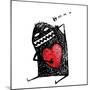 Cartoon Fun Amazing Character Scribble Love with Red Heart Inside. Cartoon Character with Red Heart-Popmarleo-Mounted Art Print