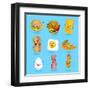 Cartoon Funny Fast Foods Characters Isolated Vector Illustration. Funny Food Face Icon. Fast Food E-studioworkstock-Framed Art Print