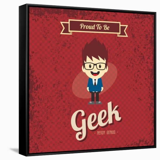 Cartoon Geek Character-vector1st-Framed Stretched Canvas