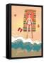 Cartoon Girl on the Beach-smilewithjul-Framed Stretched Canvas