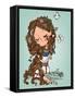 Cartoon Girl with Long Hairs-Elena Barenbaum-Framed Stretched Canvas