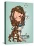 Cartoon Girl with Long Hairs-Elena Barenbaum-Stretched Canvas