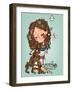 Cartoon Girl with Long Hairs-Elena Barenbaum-Framed Art Print