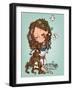 Cartoon Girl with Long Hairs-Elena Barenbaum-Framed Art Print