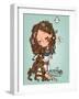 Cartoon Girl with Long Hairs-Elena Barenbaum-Framed Art Print