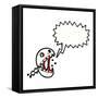 Cartoon Graffiti Style Skull with Speech Bubble-lineartestpilot-Framed Stretched Canvas