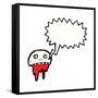 Cartoon Graffiti Style Skull with Speech Bubble-lineartestpilot-Framed Stretched Canvas