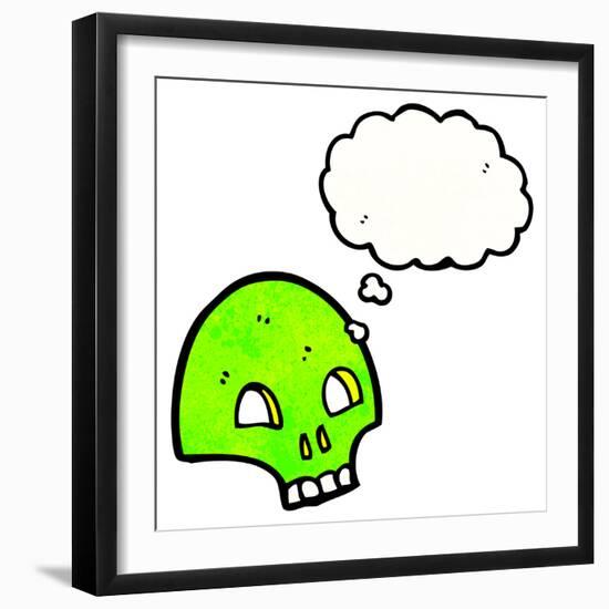 Cartoon Graffiti Style Skull with Thought Bubble-lineartestpilot-Framed Photographic Print