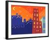 Cartoon Groovy Buildings Silhouettes-fat_fa_tin-Framed Art Print