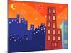 Cartoon Groovy Buildings Silhouettes-fat_fa_tin-Mounted Art Print