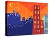 Cartoon Groovy Buildings Silhouettes-fat_fa_tin-Stretched Canvas