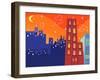 Cartoon Groovy Buildings Silhouettes-fat_fa_tin-Framed Art Print