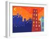 Cartoon Groovy Buildings Silhouettes-fat_fa_tin-Framed Art Print