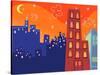 Cartoon Groovy Buildings Silhouettes-fat_fa_tin-Stretched Canvas