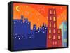 Cartoon Groovy Buildings Silhouettes-fat_fa_tin-Framed Stretched Canvas