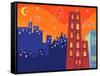 Cartoon Groovy Buildings Silhouettes-fat_fa_tin-Framed Stretched Canvas