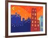 Cartoon Groovy Buildings Silhouettes-fat_fa_tin-Framed Art Print