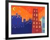 Cartoon Groovy Buildings Silhouettes-fat_fa_tin-Framed Art Print