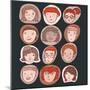 Cartoon Icons. Funny People in Retro Colors-smilewithjul-Mounted Art Print