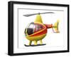 Cartoon Illustration of a Robinson R44 Raven Helicopter-Stocktrek Images-Framed Photographic Print