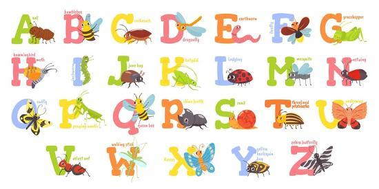 'Cartoon Insects Alphabet. Funny Bug Letters, Comic Insect Abc for Kids ...