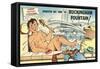 Cartoon Man Bathing in Fountain-null-Framed Stretched Canvas