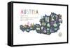 Cartoon Map of Austria with Legend Icons-Lavandaart-Framed Stretched Canvas