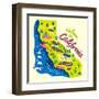 Cartoon Map of California.Travels-Daria_I-Framed Art Print